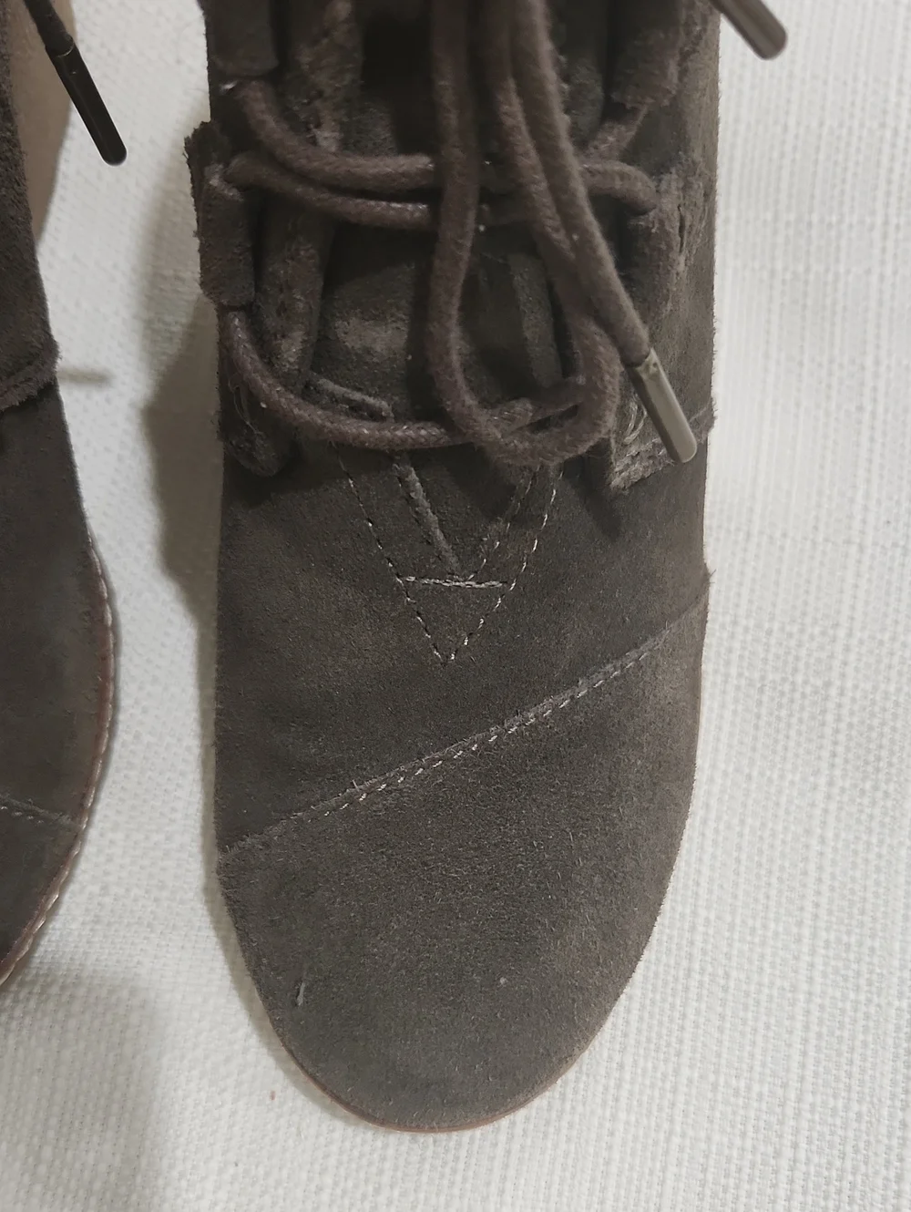 Toms Brown Suede Lace-Up Wedge Ankle Boots
